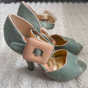 Zinc denim platform heels 7